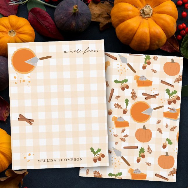 Carte De Correspondance Tarte à la citrouille Automne Thanksgiving  (Pumpkin Pie Autumn Fall Thanksgiving Note Card)