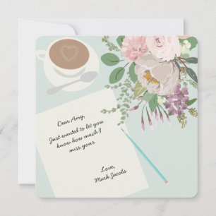Carte De Correspondance Tasse à café floral moderne amour message personne