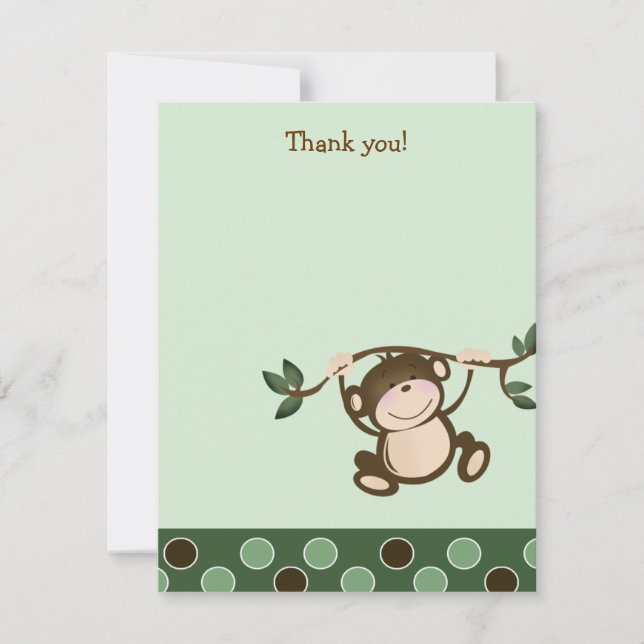 Carte De Correspondance {TBA} MONKEY PLAY Monkeys Flat Merci note (Devant)
