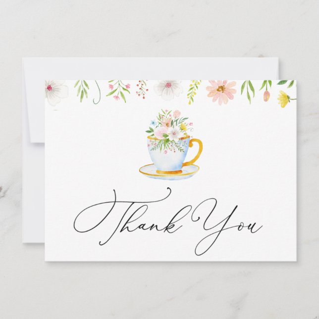 Carte De Correspondance Tea Time Whimsical Fleur sauvage Merci Note Card (Devant)