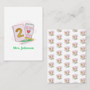 Carte De Correspondance Teacher de deuxième année Pink Carnet café