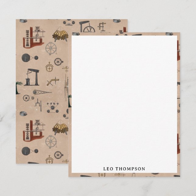 Carte De Correspondance Technique antique Mécanique Scientifique Personnal (Devant / Derrière)