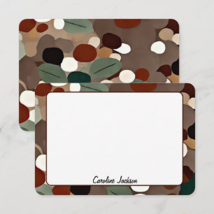Carte De Correspondance Teintes terre feuilles et points personnalisés
