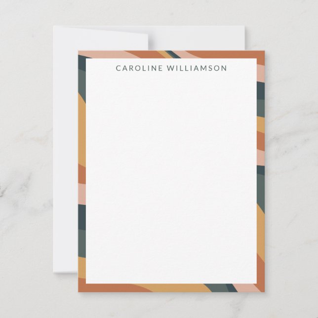 Carte De Correspondance Terme Boho Abstrait Lines Terracotta Personnalisé (Devant)