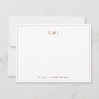 Carte De Correspondance Terracotta Double Border Elegant Couple Monogram