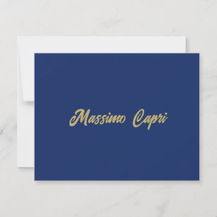 Carte De Correspondance Texte en gras avec nom propre couleur or bleu fonc