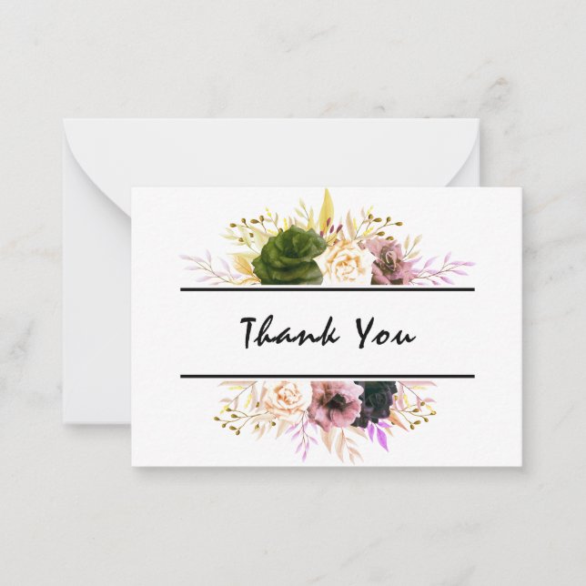 Carte De Correspondance Texte modifiable Merci floral, Bienvenue, Maison f (Devant)