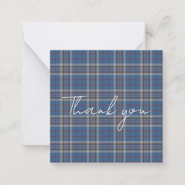 Carte De Correspondance Thank You Script Plaid Tartan Thompson Rustic (Devant)