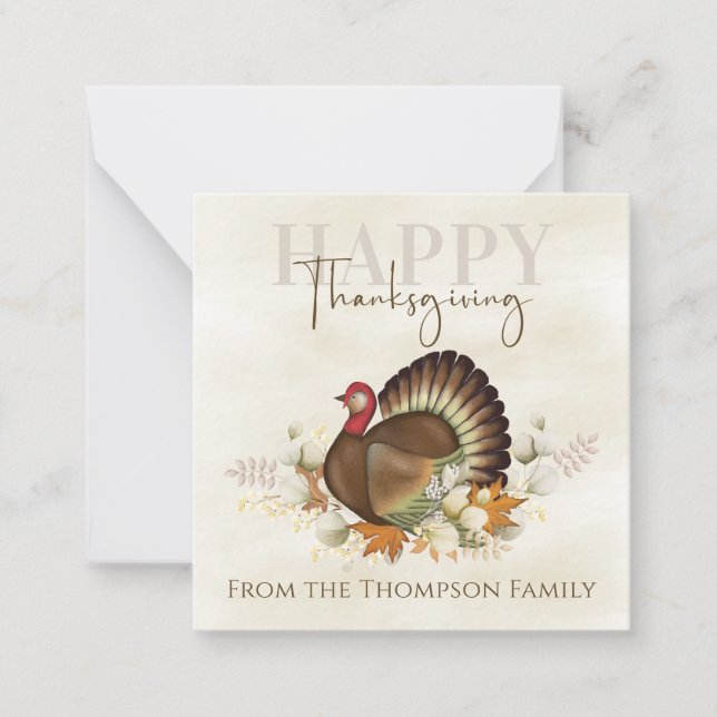 Carte De Correspondance Thanksgiving Turquie Bird Green Foliage Feuille (Devant)