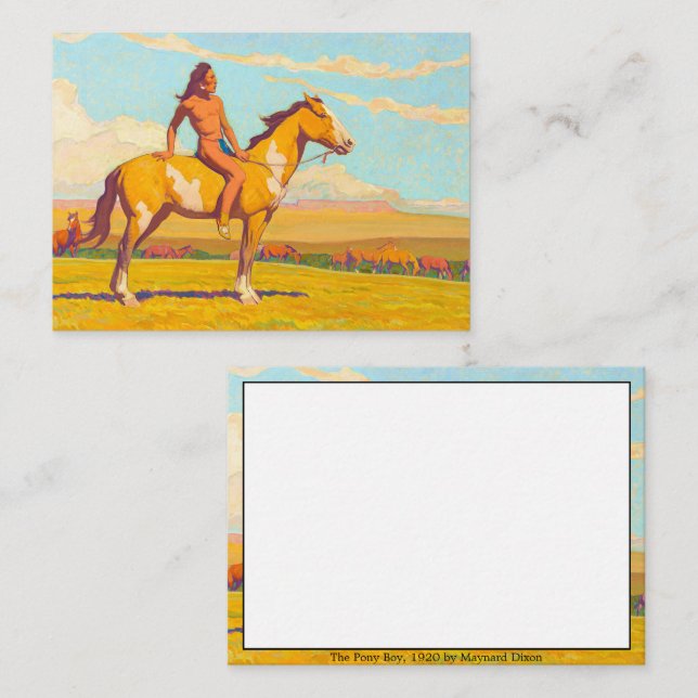 Carte De Correspondance The Pony Boy, 1920 par Maynard Dixon (Devant / Derrière)