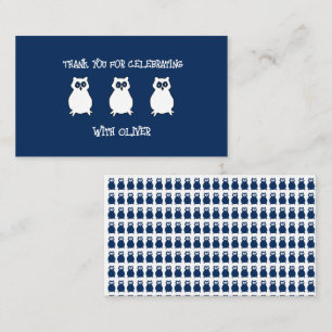 Carte De Correspondance Thème anniversaire Hibou Bleu Marine