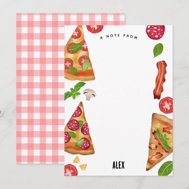 Carte De Correspondance Thème de fête de pizza aquarelle Anniversaire Enfa (Devant / Derrière)