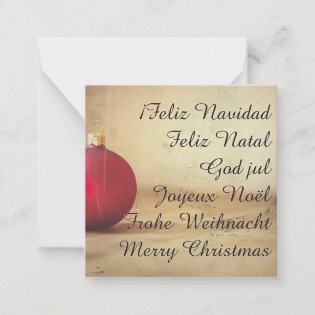 Carte De Correspondance thème de Noël avec boule de Noël (Devant)