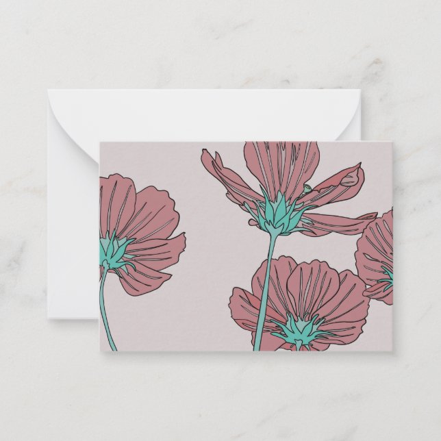 Carte De Correspondance Thème floral, motif pavot (Devant)