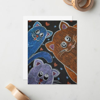 Carte De Correspondance Three cats illustration
