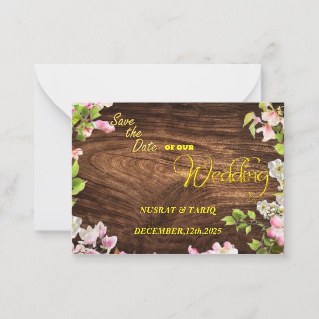 Carte De Correspondance Timber Love A Rustic Texture Enregistrer la date (Devant)