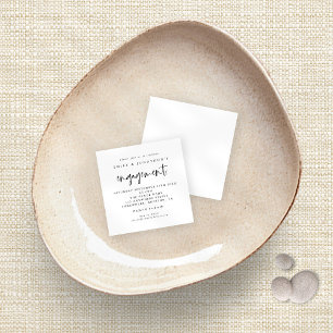 Carte De Correspondance TINY Simple Script Black White Fiançailles Invita