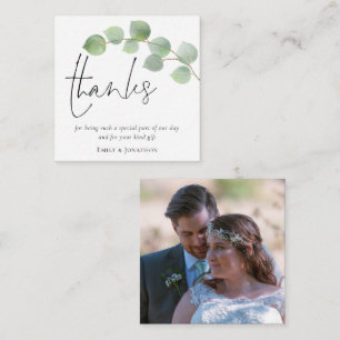 Carte De Correspondance TINY SIZEEucalyptus Script Mariage photo Merci