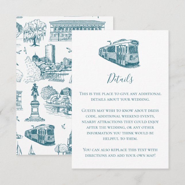 Carte De Correspondance Toile de Boston (Éd. Anniversaire) Bleu/Blanc (Devant / Derrière)