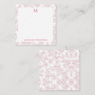 Carte De Correspondance Toile de Jouy Botanique Classique Monogramme Rouge