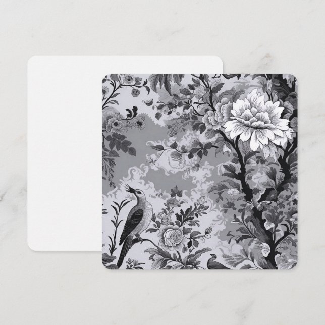 Carte De Correspondance Toile gris de Fleur (Devant / Derrière)