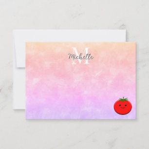 Carte De Correspondance Tomate de dessin animé mignon Monogramme personnal
