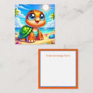 Carte De Correspondance Tortue de mer de plage mignonne ajouter un message