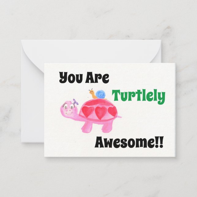 Carte De Correspondance Tortue et escargots Awesome Valentine (Devant)
