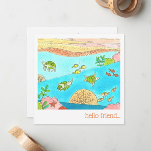 Carte De Correspondance Tortues marines tropicales Bonjour ami