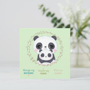 Carte De Correspondance Toujours ma mère - Panda maman & Baby Green
