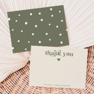 Carte De Correspondance Tourbillonnant Retro Merci Coeur Sage Vert