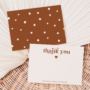 Carte De Correspondance Tourbillonnant Retro Merci Coeur Terracotta