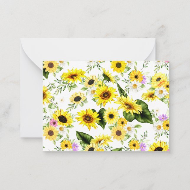 Carte De Correspondance Tournesol à l'aquarelle 7 (Devant)