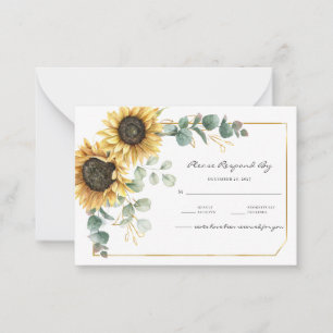 Carte De Correspondance Tournesol Eucalyptus Floral Botanique RSVP