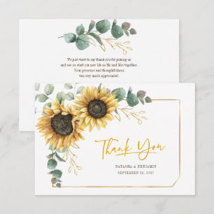 Carte De Correspondance Tournesol Eucalyptus Floral Mariage Merci