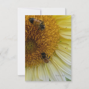 Carte De Correspondance Tournesol jaune clair et abeilles
