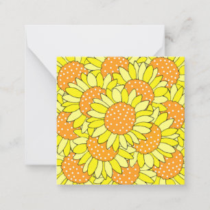 Carte De Correspondance Tournesols jaunes oranges dessinés à la main et su