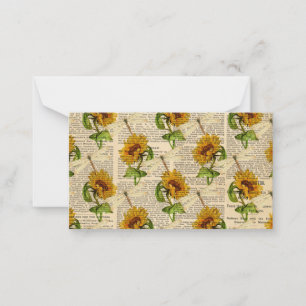 Carte De Correspondance Tournesols Libellules Ancien Journal Style Campagn