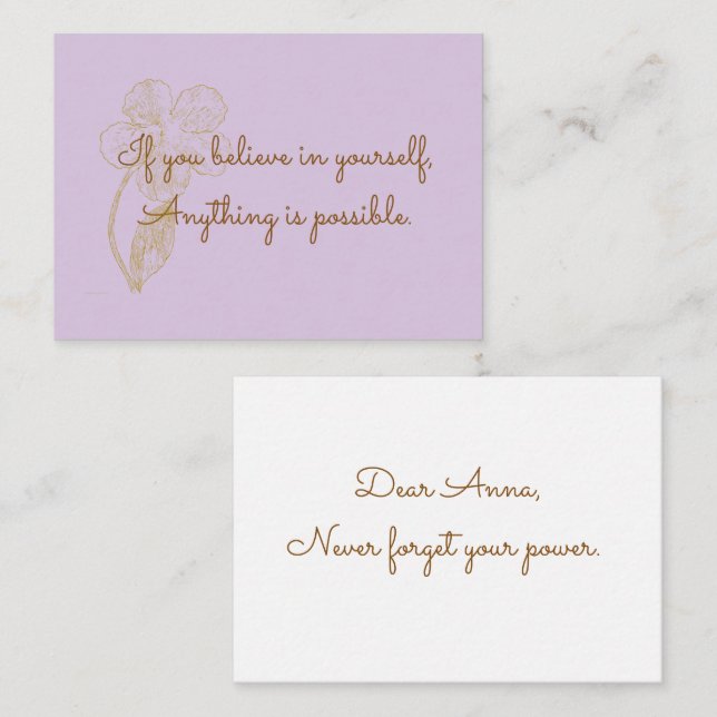 Carte De Correspondance Tout est possible Fleur d'or Lavande (Devant / Derrière)