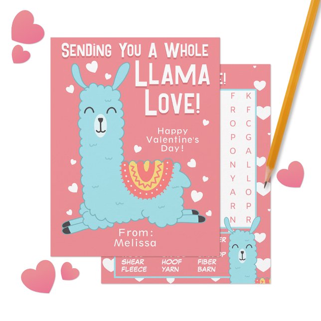 Carte De Correspondance Toute la classe Llama Love Valentine's Day (Créateur téléchargé)