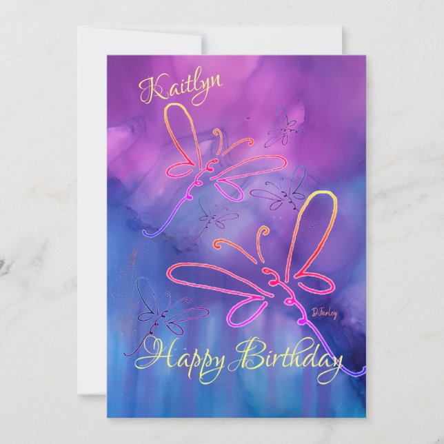Carte De Correspondance Toutes les Occasions Dragonflies Anniversaire Cart (Devant)