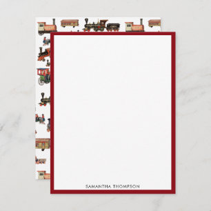 Carte De Correspondance Train Jouet vintage Motif Trains colorés