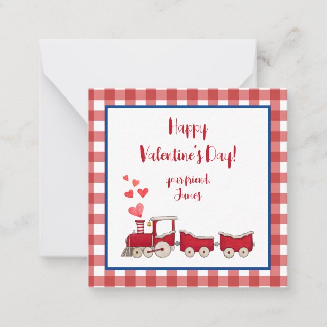 Carte De Correspondance Train rouge Valentine's Day Note (Devant)