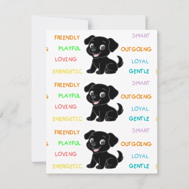 Carte De Correspondance Traits de Labrador Retriever noir (Devant)