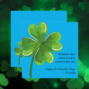 Carte De Correspondance Trèfle vert de la Saint-Patrick bleu et vert