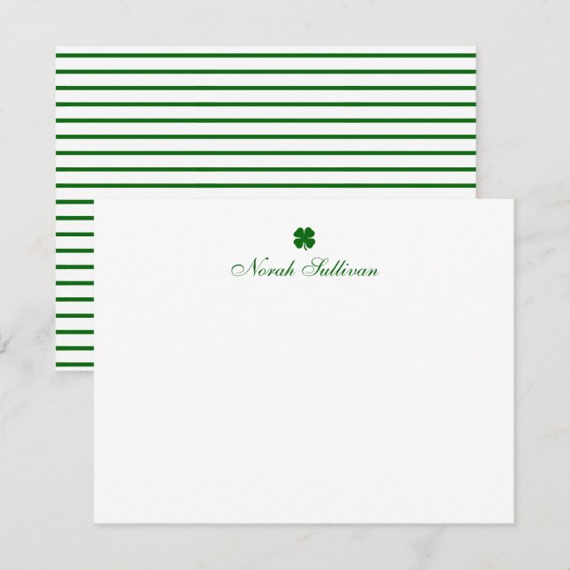 Carte De Correspondance Trèfle Vert Personnalisé (Devant / Derrière)