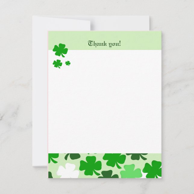 Carte De Correspondance TRÈFLES Jour de la Saint-Patrick 4x5 Note de remer (Devant)