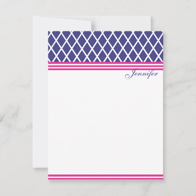 Carte De Correspondance treillis Preppy Navy (Devant)