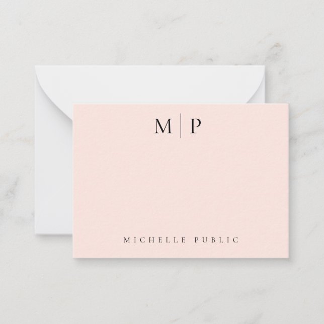 Carte De Correspondance Trendy Custom Template Chic Blush Pink Monogrammed (Devant)