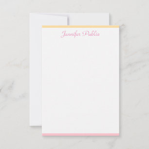Carte De Correspondance Trendy rose jaune moderne Nom manuscrit